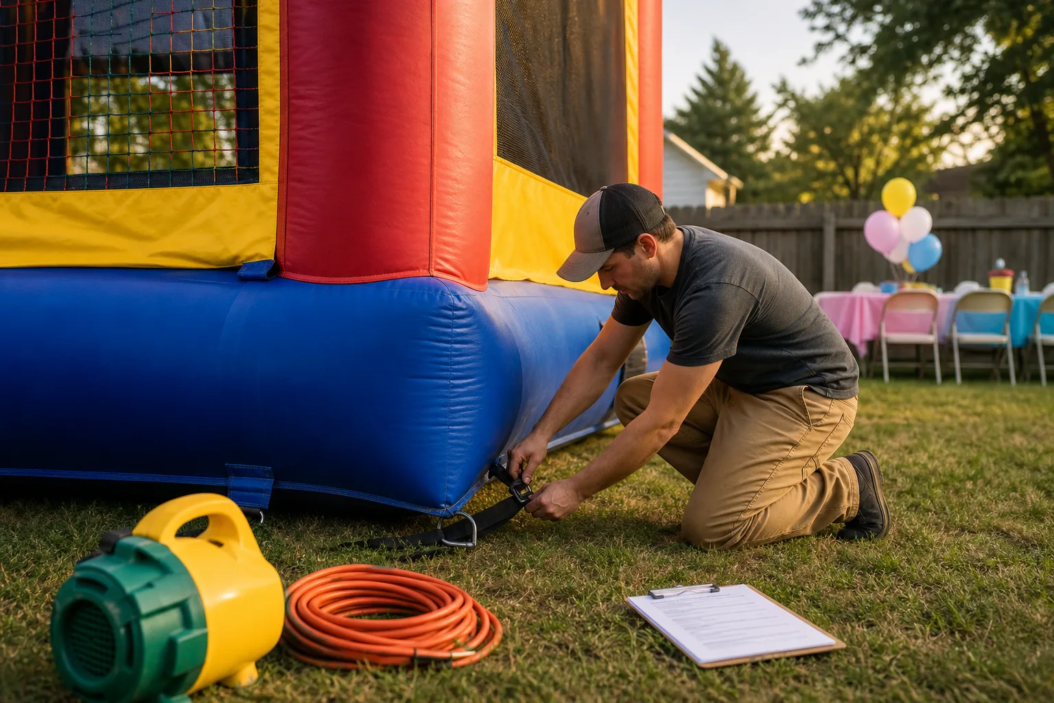An owner-operator checking an inflatable anchor